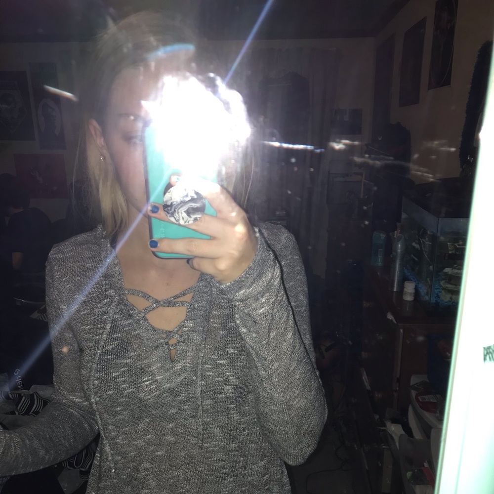 Grey and White Thin Sweater